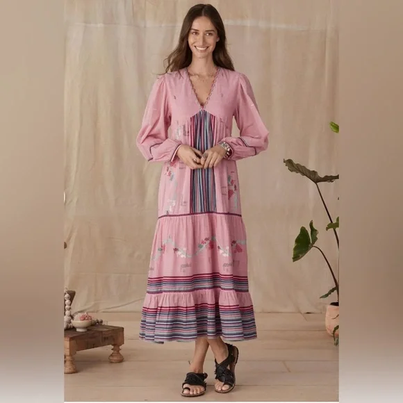 Sundance Aranza Dress by Conditions Apply – Pink Embroidered Maxi Dress (XS) - Picture 2 of 10